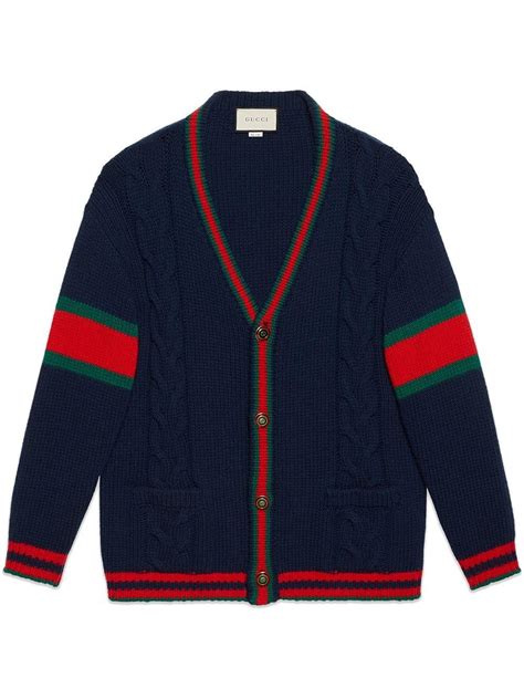 gucci oversize cable knit blue cardigan|gucci cardigan sale.